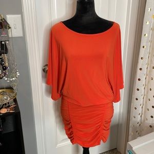 Orange mini dress X SM but really stretchy